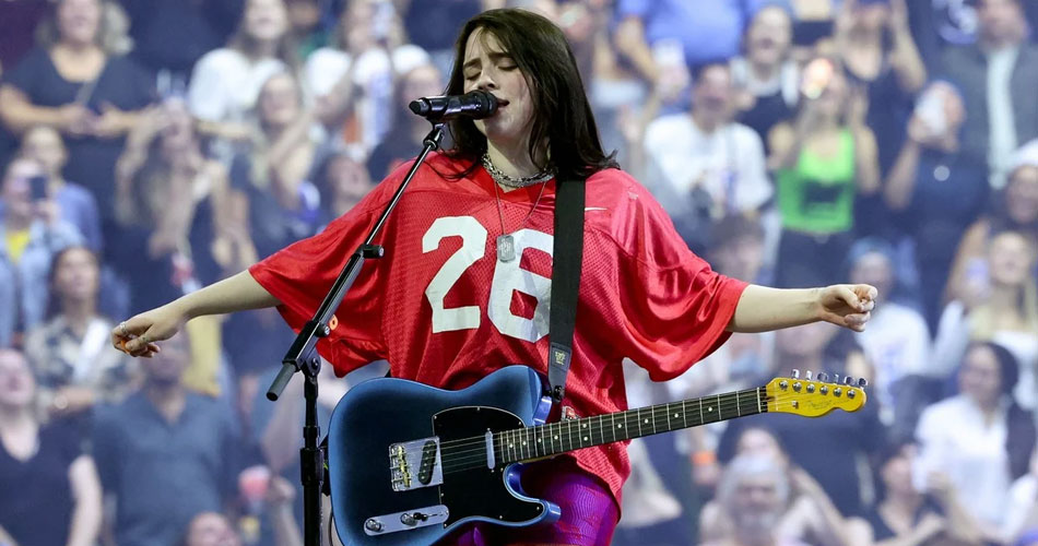 Sites de guitarristas celebram performance de Billie Eilish com sua nova Fender Telecaster